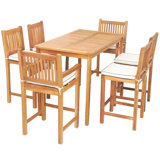 Outdoor 7 - Piece Teak Bistro Set with Cushions
