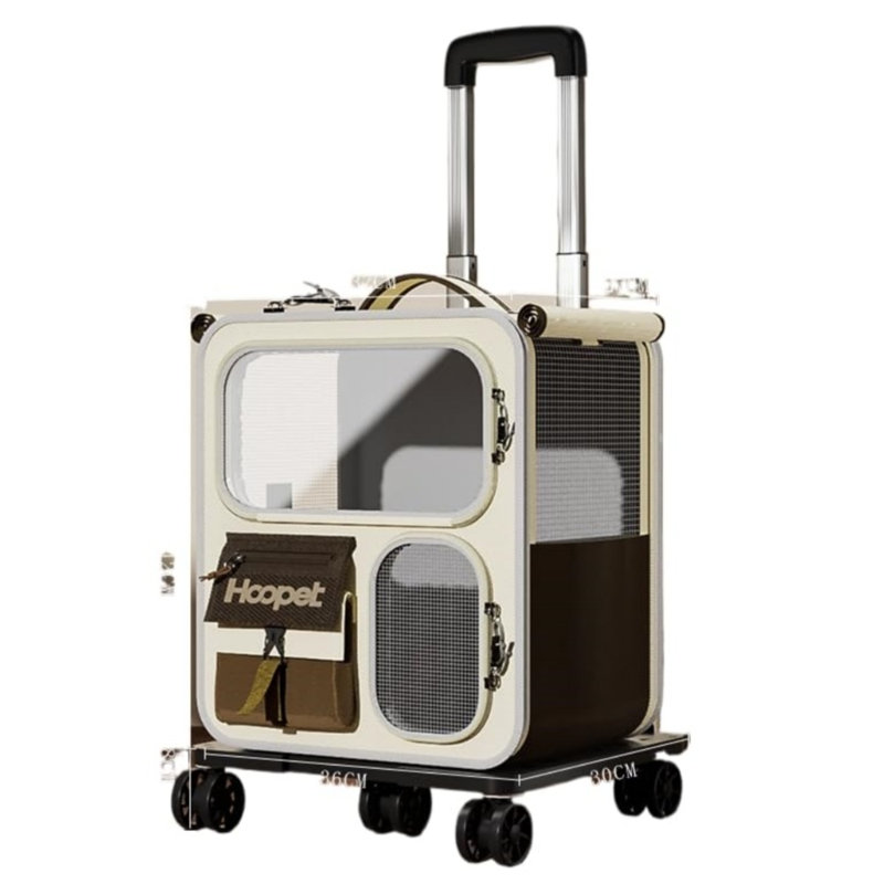 Sac à dos de transport pour animaux à grande capacité pour chats et petits chiens, Beige/Brown