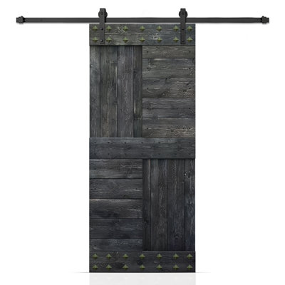 Paneled Wood DIY Barn Door with Installation Hardware Kit and Clavos
