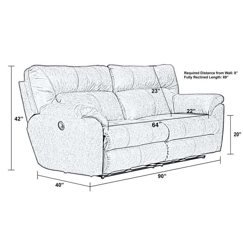 Niceto 90" Power Recline Upholstered Sofa with USB Charging Ports