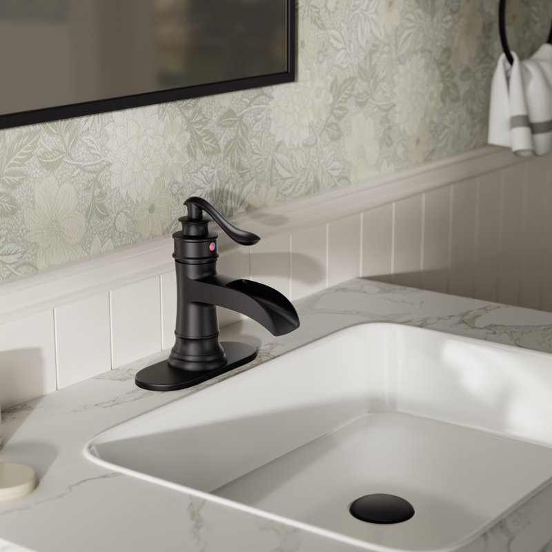 Single-Hole Single-handle Bathroom Faucet with Drain Assembly, Matte Black