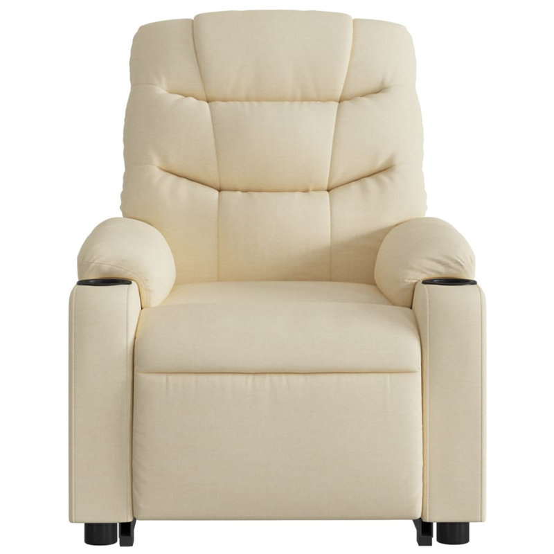Upholstered Massage Chair, Cream Polyester, Power