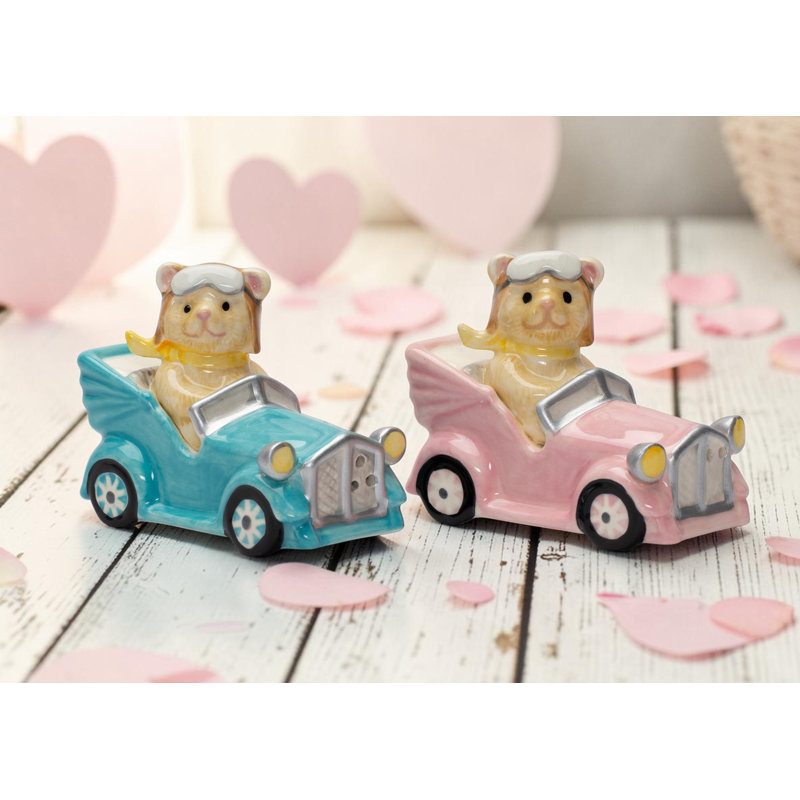 Ensemble de salière et poivrière Teddy Bear conduisant une voiture
