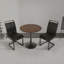 Petite table de salle à manger ronde en noyer tulipe pour 2, table de 31,5 pouces avec 2 chaises en cuir noir à pieds en métal, installation rapide et facile 4, base rembourrée esthétique contemporaine