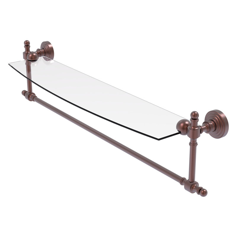 Retro Wave Bracket Shelf with Towel Bar, Antique Copper, 28"