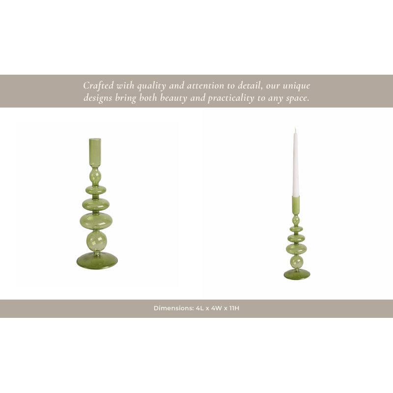 Candlestick Candle Holder, Green