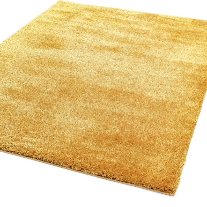 Natonia Shiny Shaggy Gold Area Rug, Rectangle 200 x 290cm