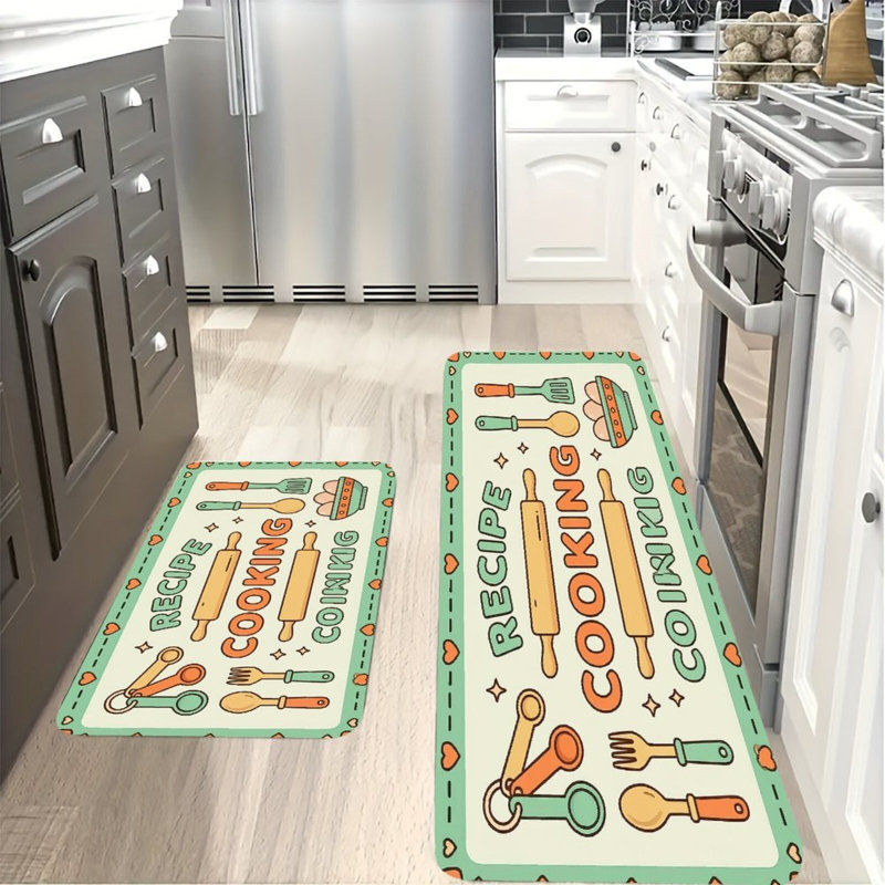Ensemble de 2 tapis de cuisine Retro Kitchen Utensil