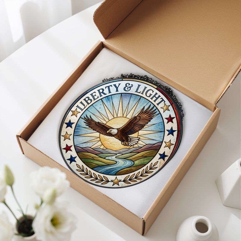 Panneau de fenêtre en verre pour décoration intérieure Liberty Light USA 250th Anniversary ， 7,8H, H 7,8 po