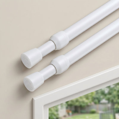 2-Pack White Spring Tension Curtain Rod, Adjustable 28-43 Inches, 5/8" Diameter