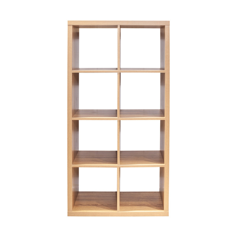 Smart Cube 8-Cube Organizer Storage with Opened Back Shelves,2 X 4 Cube Bookcase Book Shleves for Home, Office, Walnut