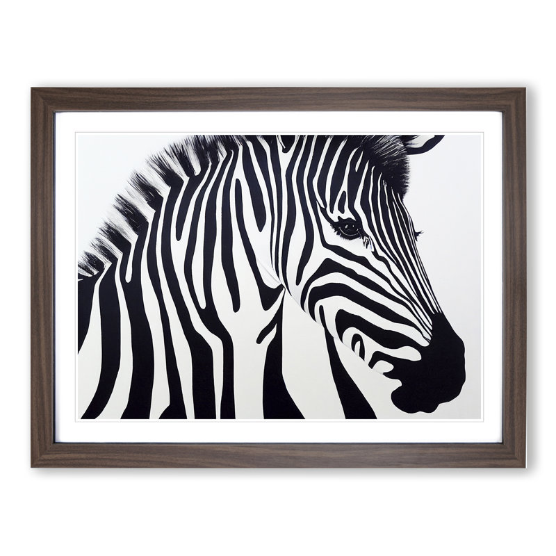 Zebra Portrait Vol.1 - Single Picture Frame Painting, 46cm H x 64cm W x 2cm D, Walnut