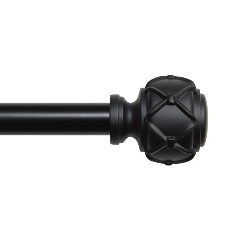 Erkan Adjustable 1" Single Curtain Rod, Black, 35" - 66"