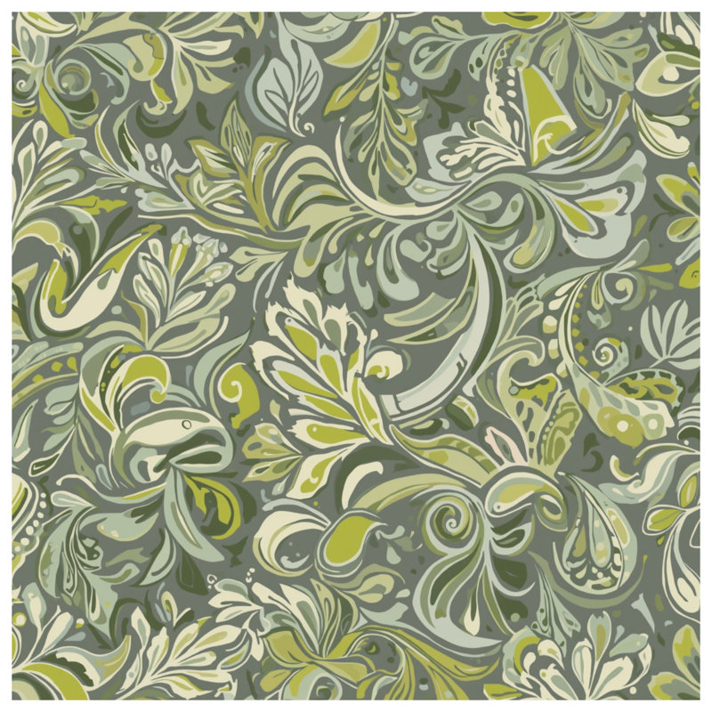 Tapisserie murale verte à motif floral - décoration murale florale, 50 po H x 60 po L avec 4 œillets