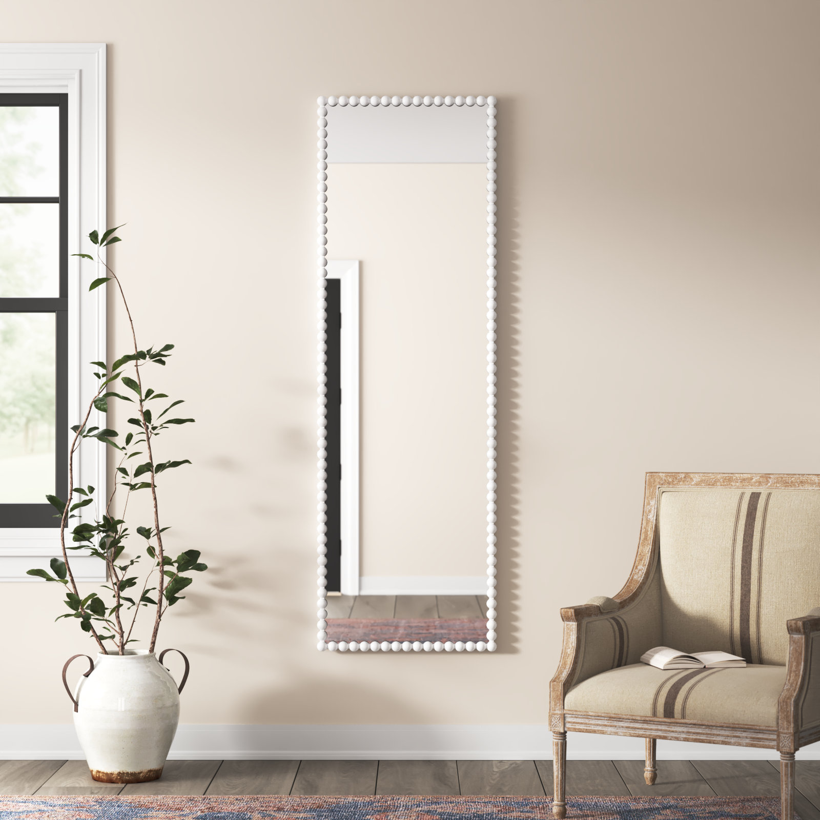 Sanne Metal Mirror, Satin White, 72.25" H x 23.38" W
