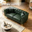 Canapé Chesterfield modulaire deux places en similicuir avec deux poufs, vert-872526567