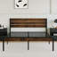 Heavy-Duty Platform Bed Frame with Wood Headboard - Metal Slat Support, Underbed Storage, No Box Spring Needed, Easy Assembly -  190x130x100 cm