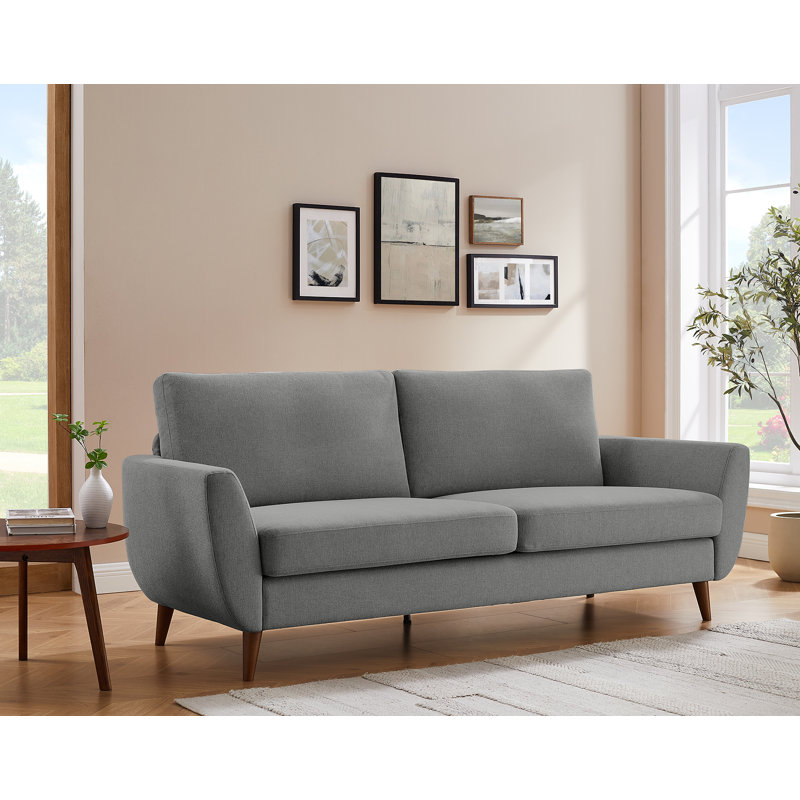Smiling 215.9Cm Flared Arms Sofa, Grey Linen Blend