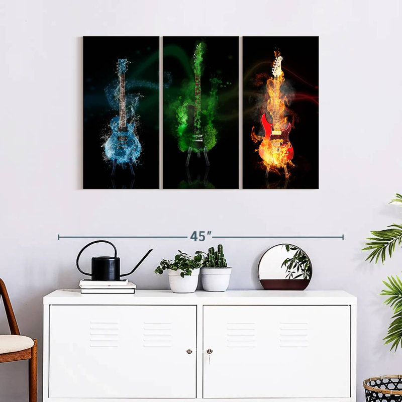 «Blazing Electric Guitars», reproduction sur toile, H 38 po x l 24 po x P 1,25 po