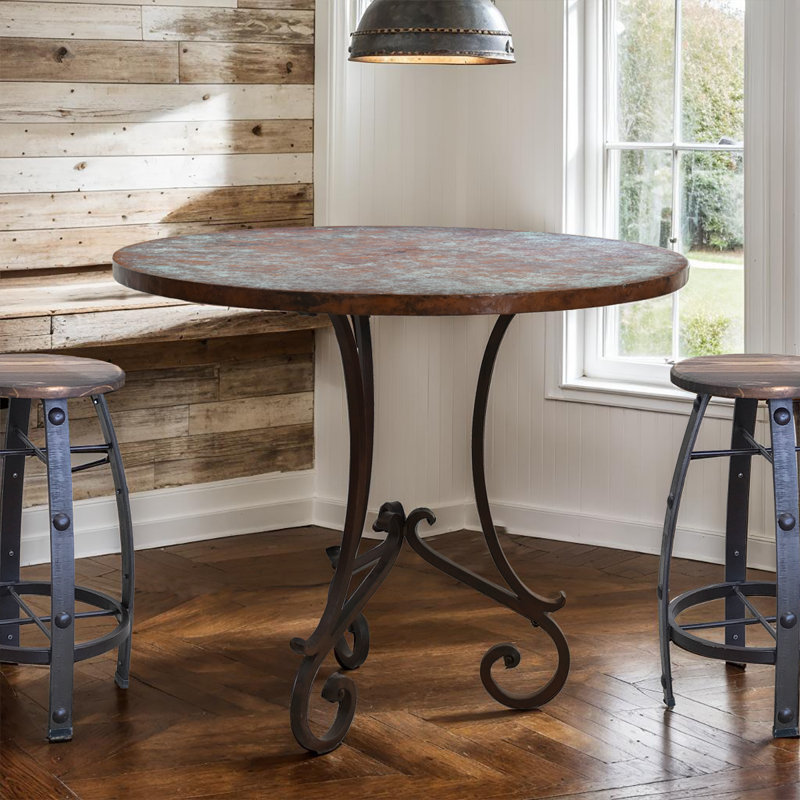 Grande table de pub avec dessus en cuivre