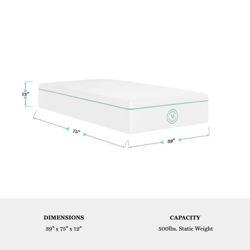 Twin 12" White Gel Memory Foam Adjustable Bed Mattress