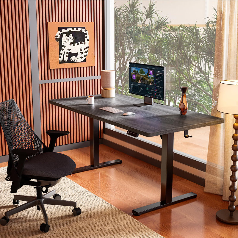 Arnfred Height Adjustable Rectangle Standing Desk, 48*24, Gray/Black