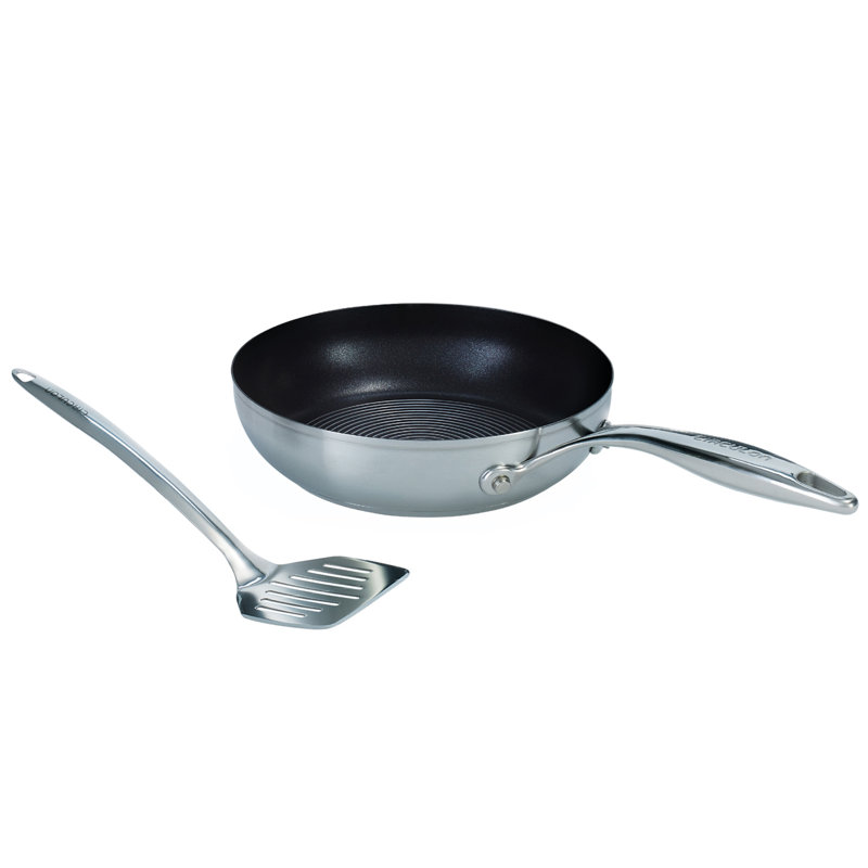 Circulon Steelshield S-Series Stainless Steel induction Hybrid Nonstick Dishwasher Safe 24cm Frying Pan with Slotted Turner Utensil Tool