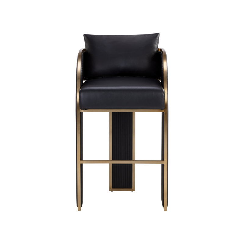 BAZ Upholstered Stool, Bar Stool (30” Seat Height), Black