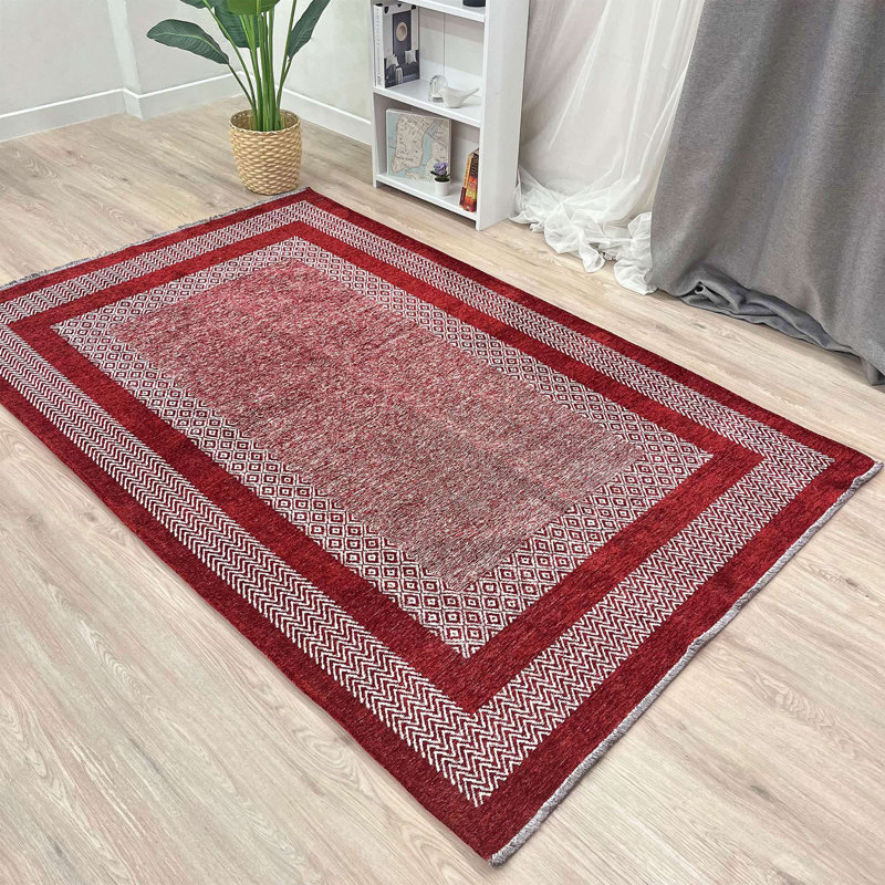 Alfa Rich Candelario Red & Burgundy Washable Woven Cotton Area Rugs for Living Room Bedroom Kitchen Dining