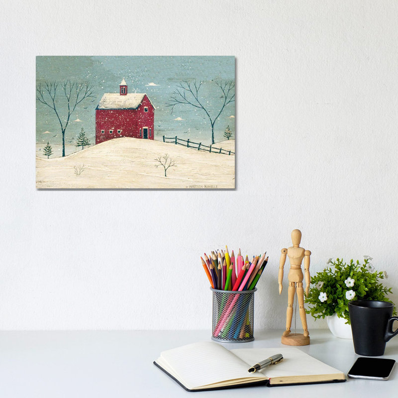 Grange en hiver - impression d'art mural