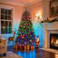 Arbre de Noël vert 7,5 pi avec éclairage réglable-857707786