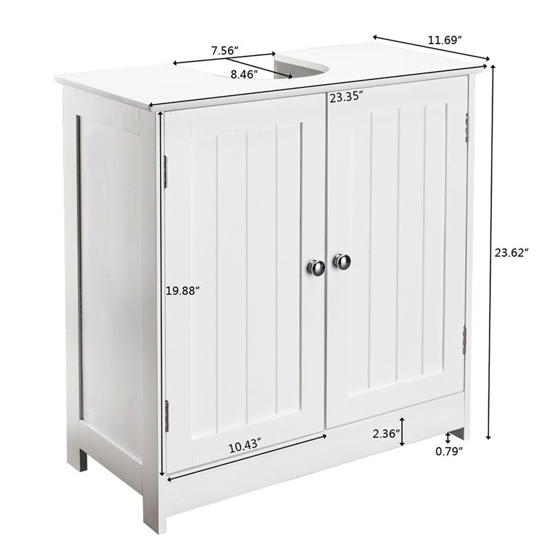 Armoire de salle de bain - Armoire de rangement à double porte, quincaillerie anti-basculement, idéale pour le rangement des articles de toilette (sans lavabo inclus)