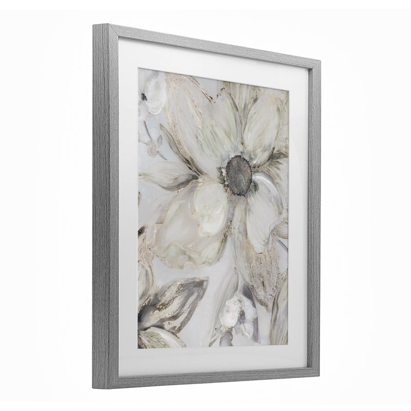«Sandstone Tone Blooms», reproduction encadrée sous verre, design par Carol Robinson, Cadre de ferme gris, H 21 po x l 17 po