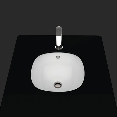 Lavabo de salle de bain encastré circulaire en céramique Blanc éclatant avec trop-plein