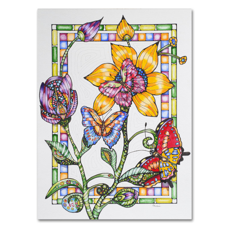 Stained Glass On Canvas by Charlsie Kelly Print