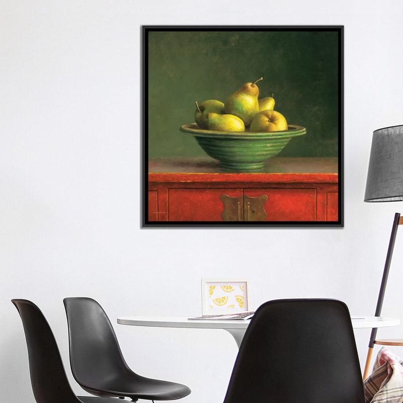 «Pears», reproduction sur toile, H 26 po x l 26 po x P 1,5 po, Toile avec cadre noir, Pas de tapis