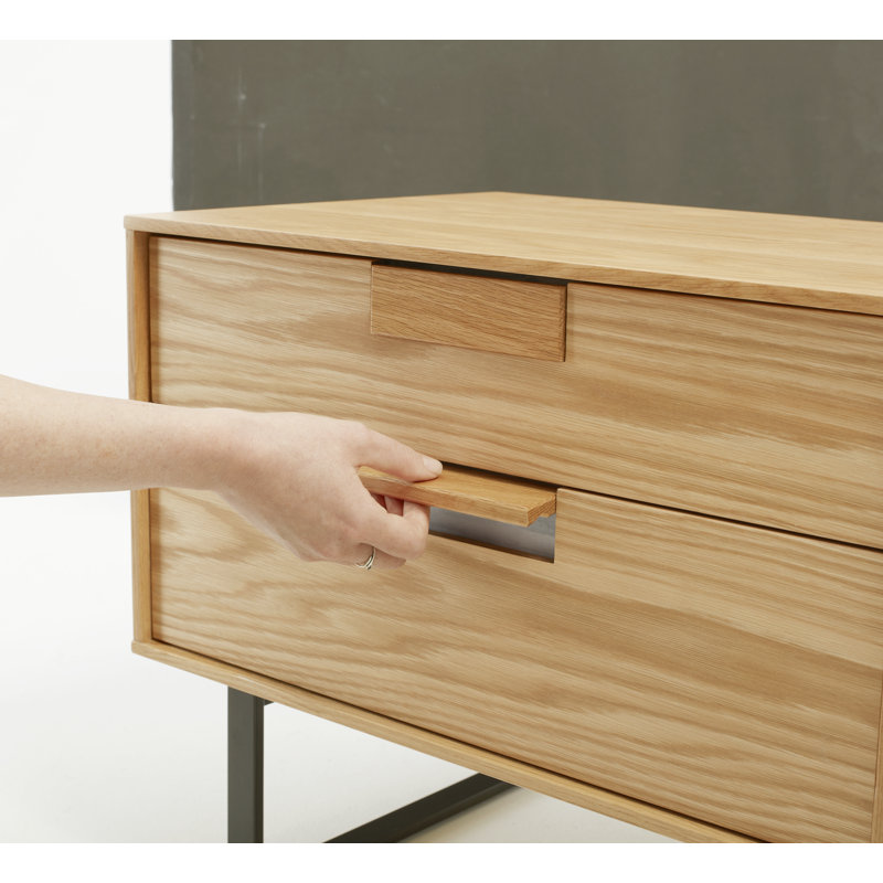 Series 11 2 - Drawer Nightstand, Black/White Oak