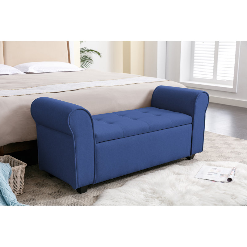 Ammarie Fabric Upholstered Storage Bench, Blue