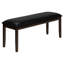 Banc de 48 po avec coussin en similicuir noir et structure en bois massif brun - pour la salle à manger, le couloir, la structure robuste tapissier du vestibule et convenant à diverses pièces