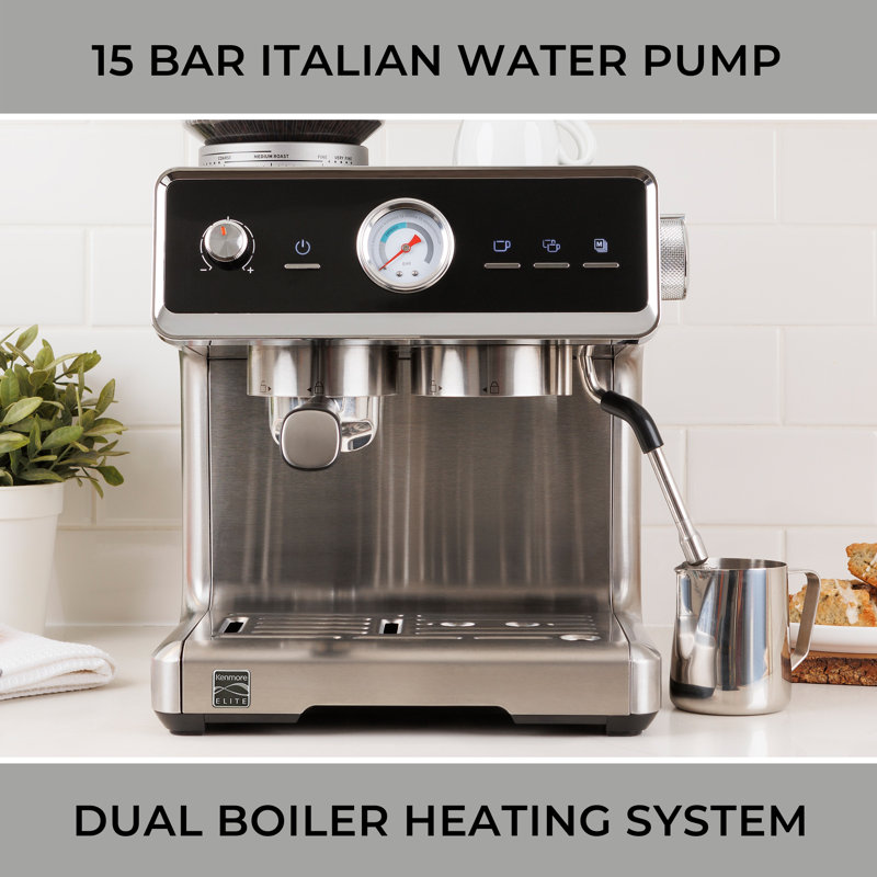 Kenmore Elite Espresso Machine - Semi Automatic Coffee Maker with Auto Tamper