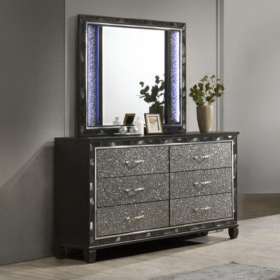 Commode 6 tiroirs 65,38 po avec miroir Joi