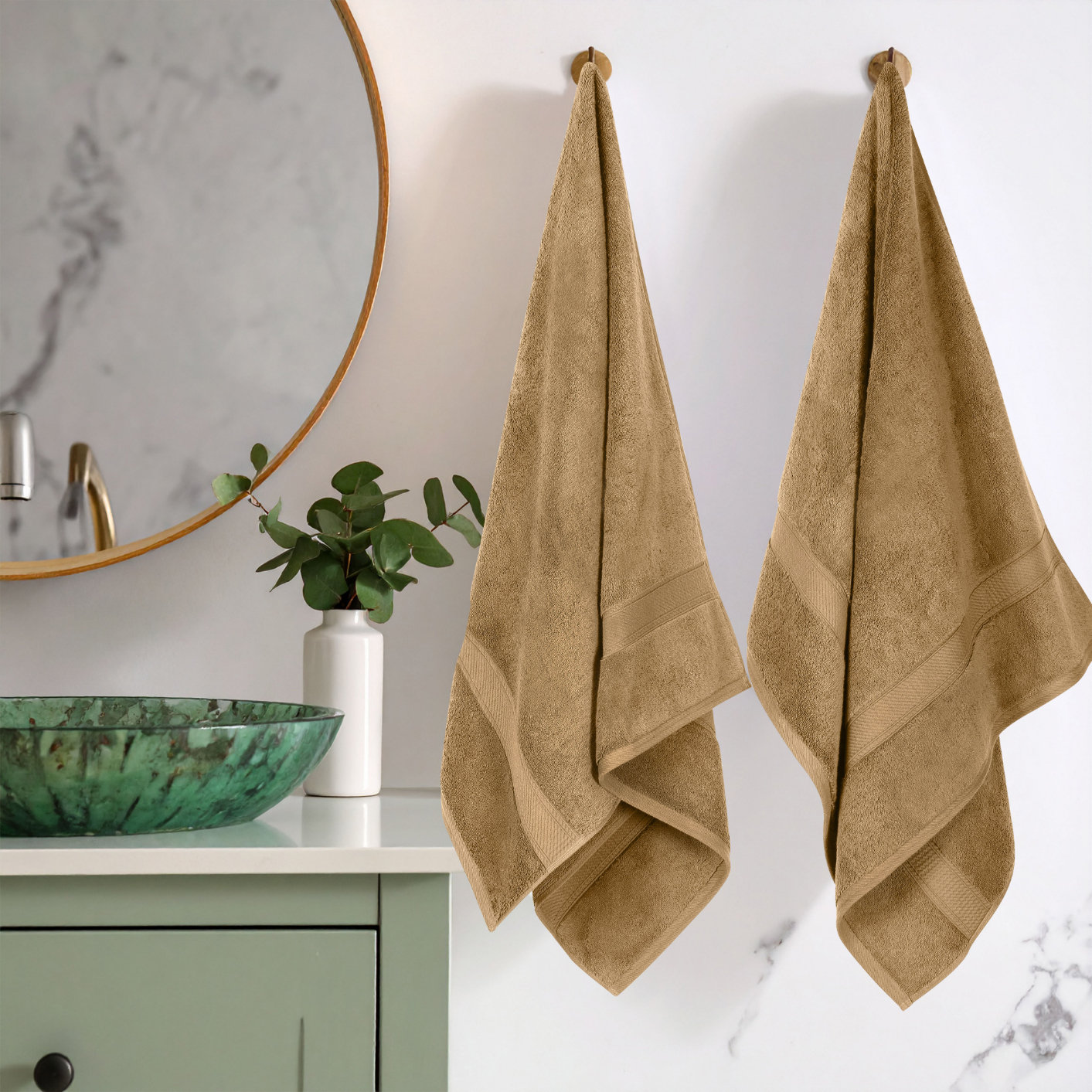 Renata 800 GSM 2 Piece Certified Egyptian Cotton Bath Towel Set , Toast