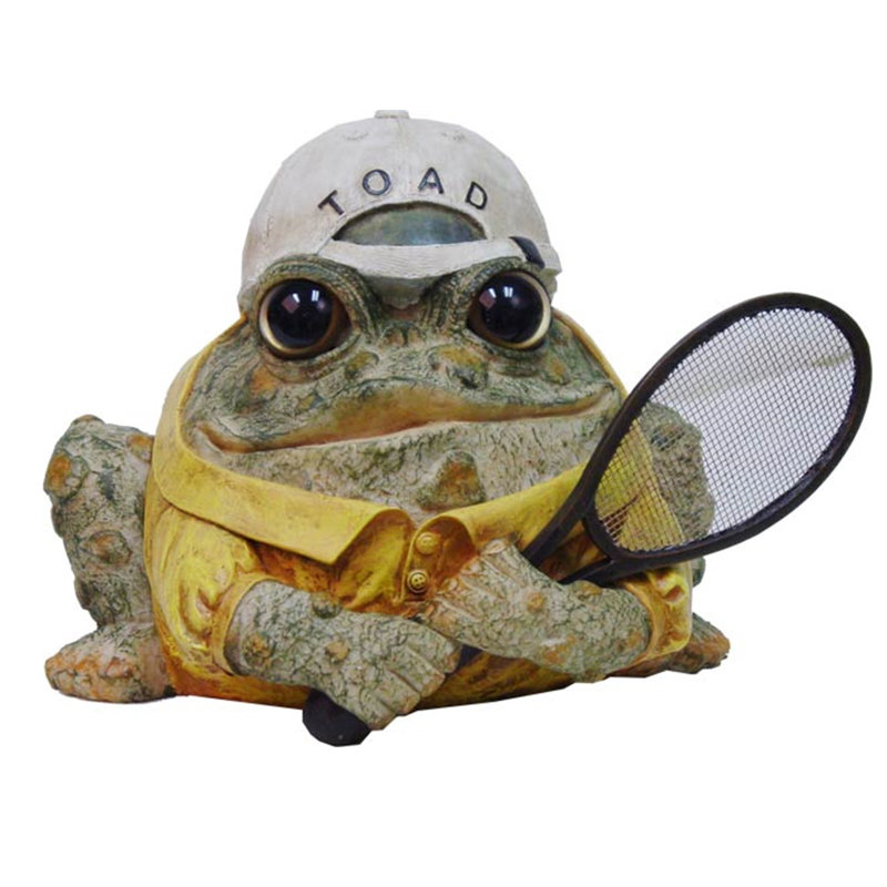 Statue de jardin tennis crapaud / grenouille, H 4,75 po x l 6 po x P 5,75 po, Brun