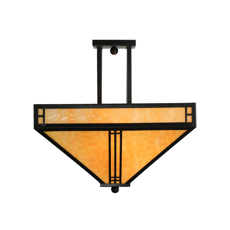 Amber Globe 4-Light Semi-Flush Mount in Timeless Bronze