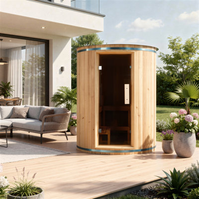 Hongyuan 4 person 78'H Outdoor Vertical Barrel Sauna Premium Cedar 6KW ETL Certificated Harvia Heater, Freee Sauna Accessory Kit for Home Garden