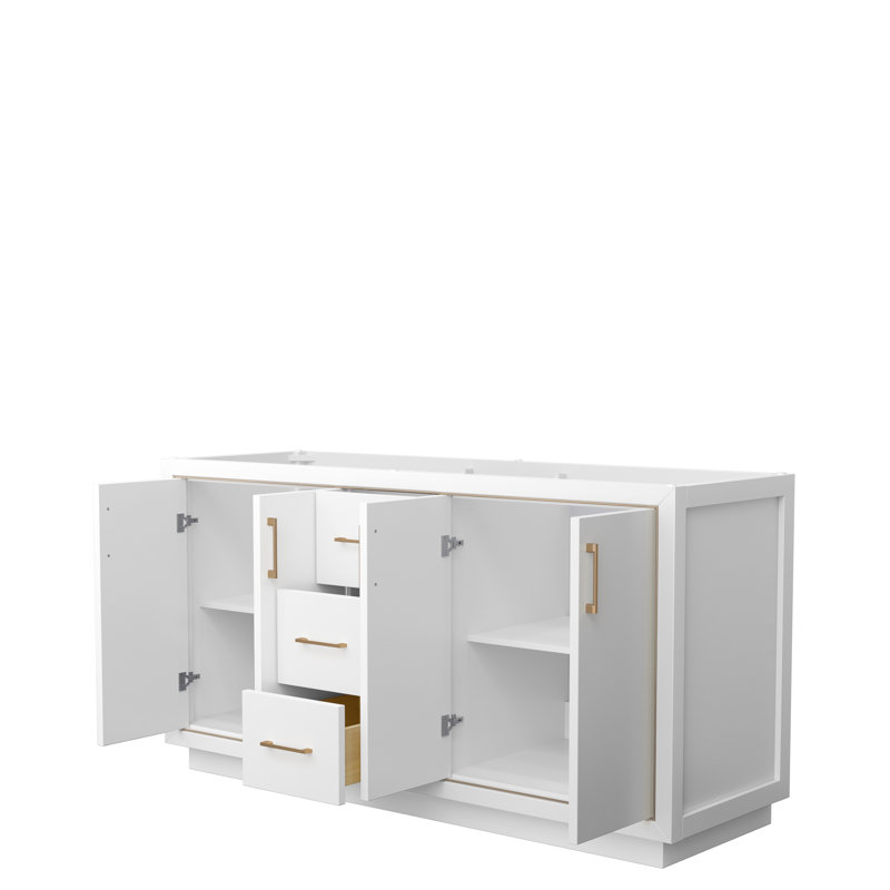 Base de meuble-lavabo double avec miroir 65,25 po Icon, Blanc / noir mat
