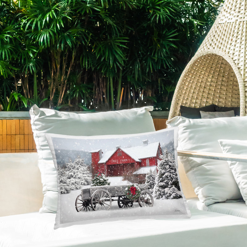 Coussin d'extérieur Tree Farm Wagon Scene par Lori Deiter
