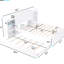 Lit plateforme double avec rangement et tablette simple en blanc - construction solide pour une chambre à coucher confortable et des tablettes coulissantes, bois