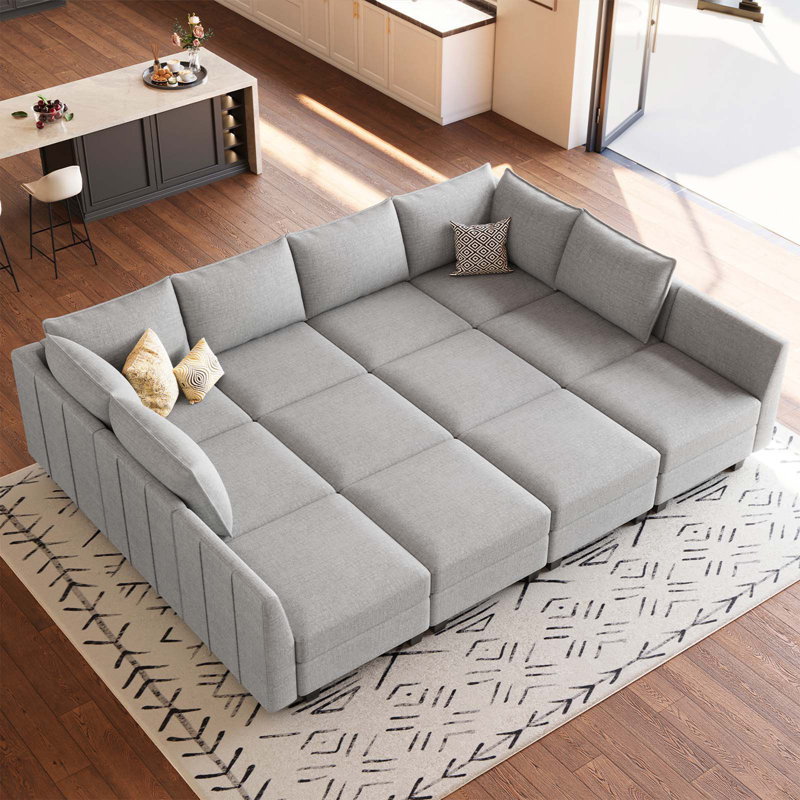 Uthyr Chenille Oversized King Sofa Bed Storage Sleeper Convertible U Shaped L Shaped Couch Modular Sectional Sofa With Detachable Washable Cushion