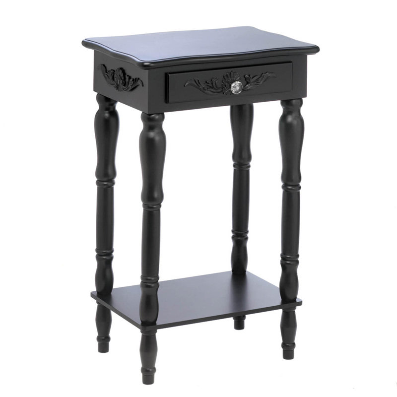 COLONIAL CARVED SIDE TABLE, Matte Black